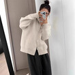 Áo khoác len cardigan nữ cổ bẻ, dáng rộng, kiểu vintage khóa kéo đôi mùa thu đông