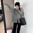 Áo khoác len cardigan nữ cổ bẻ, dáng rộng, kiểu vintage khóa kéo đôi mùa thu đông