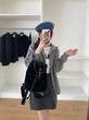 Áo len cardigan nữ cổ cao, dệt kim dày dặn, có 2 khóa kéo