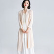 Áo khoác len cardigan dáng dài, mỏng nhẹ, chống nắng, vải len tơ