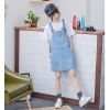 Váy yếm denim thêu mặt mèo