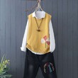Áo len gile nữ bông hoa lớn dệt kim