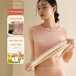 Bộ đồ giữ nhiệt nữ chất len lông cừu pha tơ tằm, cổ tròn, giữ ấm, kháng khuẩn mùa đông