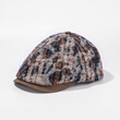 Mũ lưỡi trai/beret nữ phong cách retro, họa tiết caro nhuộm loang vintage