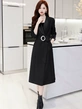 Áo khoác trench coat nữ dáng dài, phong cách thời thượng, thiết kế thắt eo tôn dáng, cổ vest
