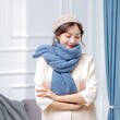 Khăn len dệt kim choàng cổ ấm áp cho cặp đôi, phong cách mùa thu đông 