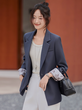 Áo khoác blazer nữ tay lật gấu đơn giản - ảnh 6