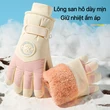 Găng tay nữ mùa đông cảm ứng, găng trượt tuyết đi ngoài trời chống nước chống gió giữ ấm, lót lông, leo núi