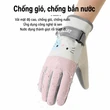 Găng tay đi tuyết nữ giữ ấm lót nhung dày chống lạnh chống thấm nước cảm ứng hình hoạt hình dễ thương