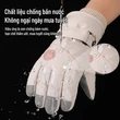 Găng tay nữ chống nước, cảm ứng màn hình lót lông dày giữ ấm mùa đông