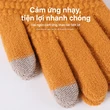 Găng tay dệt kim nữ màu trơn