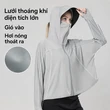 Áo khoác chống nắng nữ màu đen UPF99 có mũ, mỏng, mùa hè