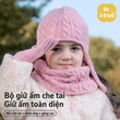 Bộ 3 món giữ ấm cho bé gái lót lông gồm mũ len, khăn quàng và găng tay ngoài trời