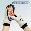 Găng Tay Trượt Tuyết Nữ Mùa Đông Giữ Ấm, Chống Nước, Chống Trượt, Cảm Ứng Màn Hình, Lót Lông Dày