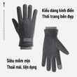 Găng tay nam mùa đông cảm ứng vải nhung, dày giữ ấm, lái xe