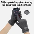 Găng tay nam mùa đông cảm ứng vải nhung, dày giữ ấm, lái xe