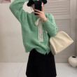 Áo khoác cardigan len nữ cổ cao, một hàng khuy