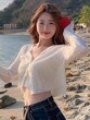 Áo khoác cardigan dệt sợi băng chống nắng mùa hè cho nữ