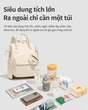Túi bỉm sữa đa năng dung tích lớn cho mẹ và bé, có quai xách tiện lợi, thời trang