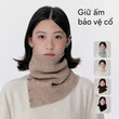 Khăn ống len cổ cao nam nữ màu trơn, thiết kế cài nút thời trang, giữ ấm cổ mùa thu đông