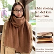 Khăn quàng cổ len dệt kim trơn màu, dày dặn giữ ấm