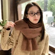 Khăn quàng cổ len dệt kim trơn màu, dày dặn giữ ấm