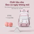Balo học sinh phối màu macaron kèm móc treo hoạt hình, dung tích lớn, bảo vệ cột sống