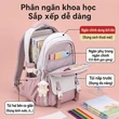 Balo học sinh phối màu macaron kèm móc treo hoạt hình, dung tích lớn, bảo vệ cột sống