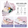 Balo học sinh nữ phối màu dễ thương, chống nước, bảo vệ cột sống, giảm áp lực vai