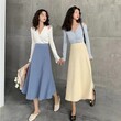 Chân váy len nữ dáng chữ A xòe rộng cạp cao dáng dài vừa dày dặn cho mùa thu đông