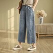 Quần jean ống rộng phong cách nghệ thuật cho nữ