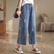 Quần jean ống rộng phong cách nghệ thuật cho nữ