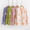 Áo khoác len cardigan nữ cổ chữ V họa tiết tam giác