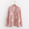 Áo khoác len cardigan nữ cổ chữ V họa tiết tam giác
