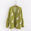 Áo khoác len cardigan nữ cổ chữ V họa tiết tam giác