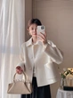 Áo khoác dạ lông cừu nữ mùa thu đông, thiết kế cổ có thể tháo rời, dáng ngắn
