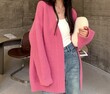 Áo len cardigan nữ dệt kim dáng dày vừa phải không nút