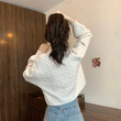 Áo cardigan len nữ cổ chữ V kiểu dáng ngắn, rộng rãi thích hợp mùa thu đông
