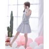 Chân váy sọc caro hàng cúc phía trước