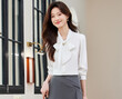 Áo sơ mi công sở nữ satin cổ nơ
