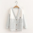Áo khoác len cardigan nữ thêu hình chú chuột Hamster