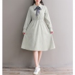Đầm đính nơ ở cổ áo thu đông