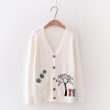 Áo khoác len cardigan nữ hình 2 chú mèo dưới gốc cây tình yêu