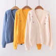 Áo khoác len cardigan nữ thêu họa tiết hoa nhí