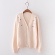 Áo khoác len cardigan nữ thêu họa tiết hoa nhí