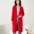 Áo khoác cardigan len nữ dáng dài, cổ chữ V, tay dài