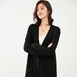 Áo khoác cardigan len nữ dáng dài, cổ chữ V, tay dài