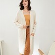 Áo khoác cardigan len nữ dáng dài, cổ chữ V, tay dài