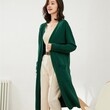 Áo khoác cardigan len nữ dáng dài, cổ chữ V, tay dài