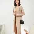 Áo khoác cardigan len nữ dáng dài, cổ chữ V, tay dài